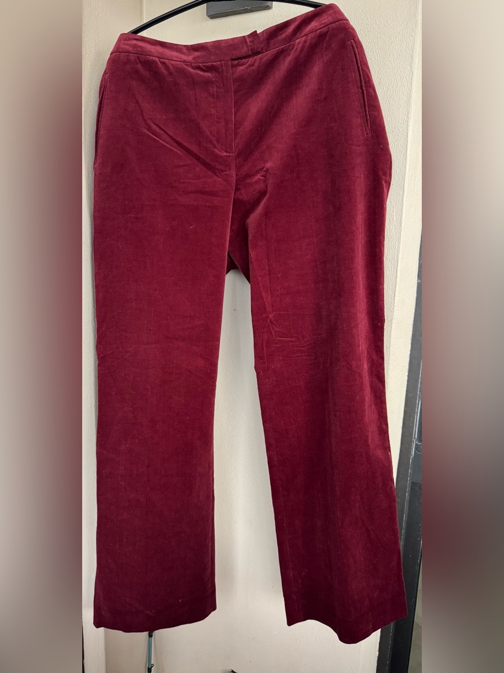 Brooks Brothers Stretch Women Burgundy Pant Cotton Blend Velvet Feel Pockets 14